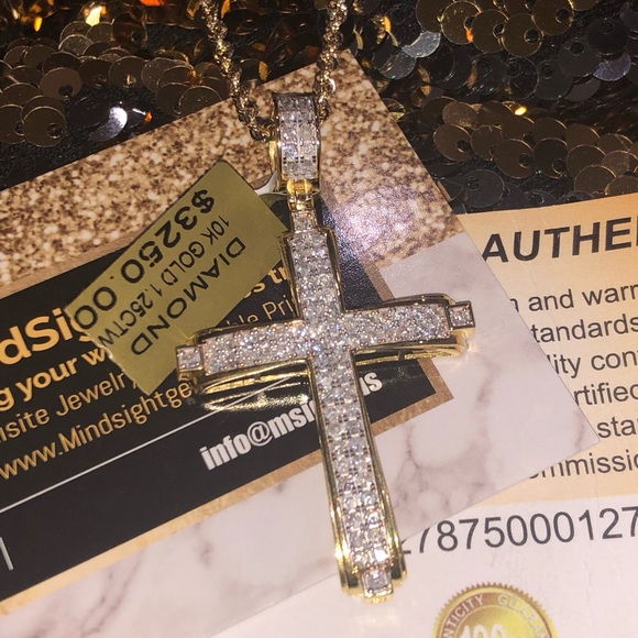 10k solid gold, real diamond cross, genuine diamond, free appraisal NOT plated! - Picture 7 of 9